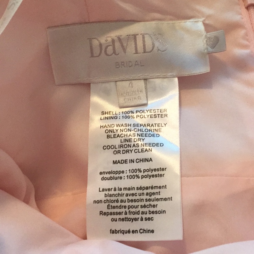 {David’s Bridal}Size 4,Peach Crinkle Chiffon Dress - Picture 4 of 4